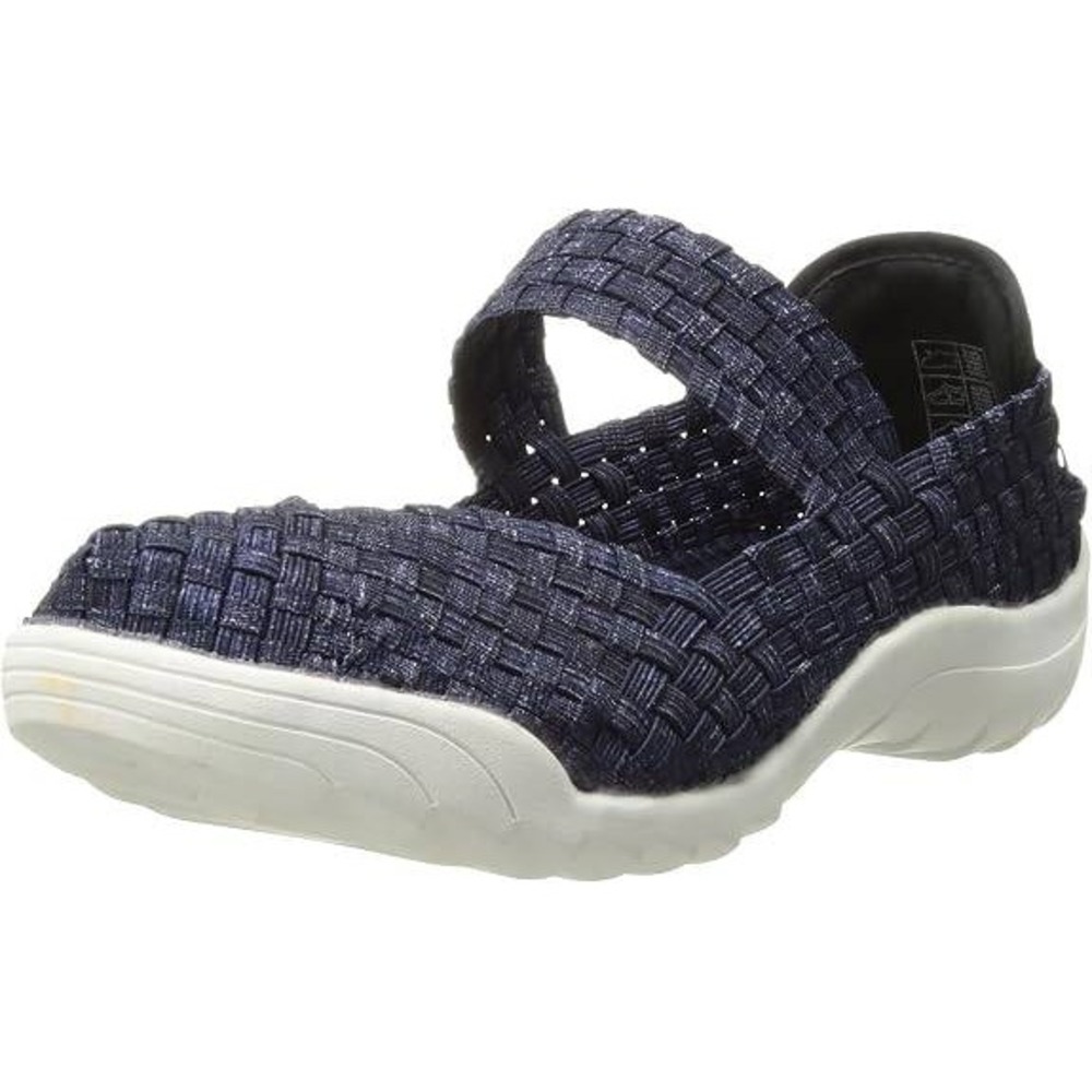 Bernie Mev Kids Woven Mary Jane Sneakers Navy Blue Elastic Flats Size 32